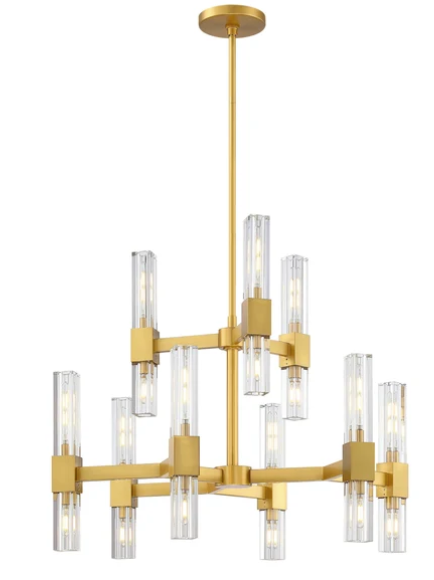 SDQ Lighting PD37631BG Lustre en Cristal 30.75" Modern Chandelier Light, Wattage 720W, Brushed Gold Finish