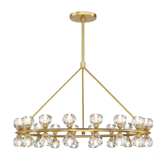 SDQ Lighting PD38636WG Modern 39.75" LED Chandelier Light, Wattage 126W, Warm Gold/Clear Crystal Finish