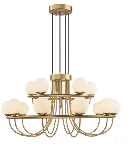 SDQ Lighting PD38815BG Jadekugel 39.25" Modern LED Chandelier Lighting, Wattage 52.5w, Brushed Gold Finish