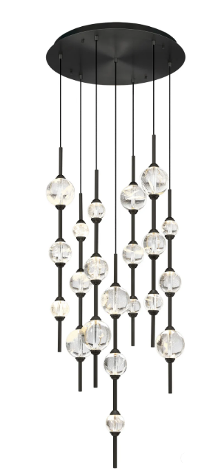 SDQ Lighting PD39921BK Frozen Rain Contemporary Matte Black LED Multi Drop Ceiling Light Fixture