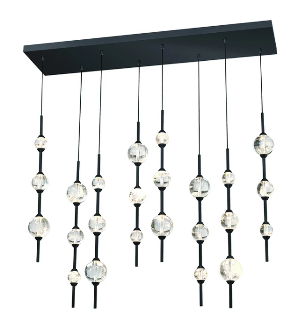 SDQ Lighting PD39924BK Frozen Rain Contemporary Matte Black LED Multi Drop Ceiling Light Fixture