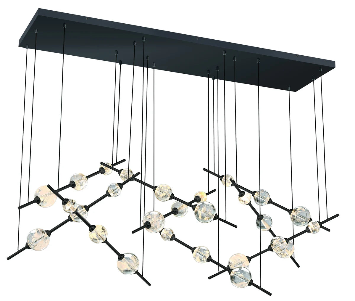 SDQ Lighting PD39927BK Frozen Rain Contemporary Matte Black LED Multi Drop Ceiling Light Fixture, CCT 3000K, Voltage 120V