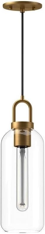 Alora Mood PD401505AGCL Soji 5" Wide Mini Pendant with Clear Glass Shade, Aged Gold Finish