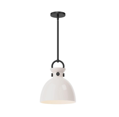 Alora Mood PD411811MBGO Waldo 1 Light 10.5 inch Matte Black Pendant Ceiling Light in Glossy Opal