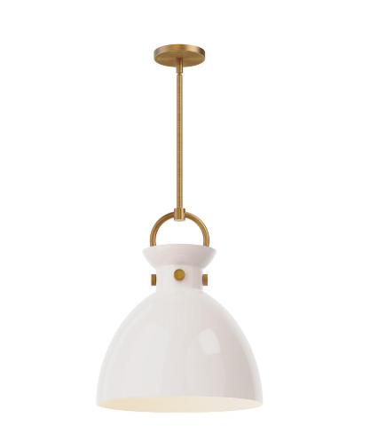 Alora Mood PD411814AGGO Waldo 1 Light 14 inch Aged Gold Pendant Ceiling Light in Glossy Opal