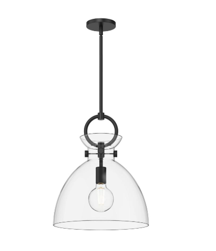 Alora Mood PD411814MBCL Waldo 1 Light 14 inch Matte Black Pendant Ceiling Light in Clear
