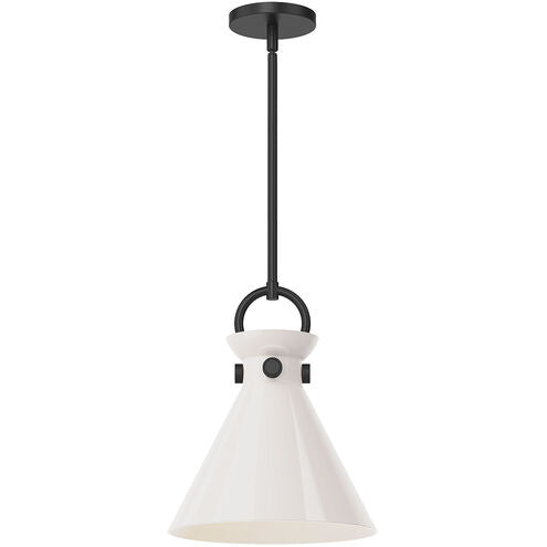 Alora Mood PD412511MBGO Emerson 1 Light 10.5 inch Matte Black Pendant Ceiling Light in Glossy Opal