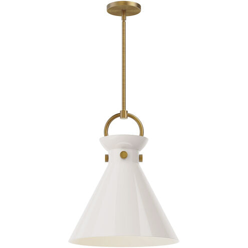 Alora Mood PD412514AGGO Emerson 1 Light 14 inch Aged Gold Pendant Ceiling Light in Glossy Opal