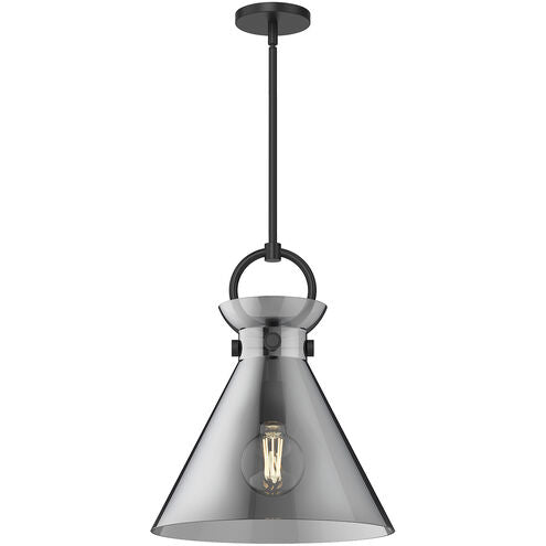 Alora Mood PD412514MBSM Emerson 1 Light 14 inch Matte Black Pendant Ceiling Light in Smoke Glass