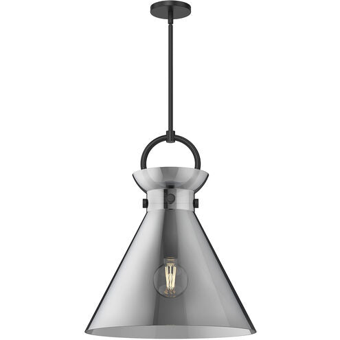Alora Mood PD412518MBSM Emerson 1 Light 18 inch Matte Black Pendant Ceiling Light in Smoke Glass