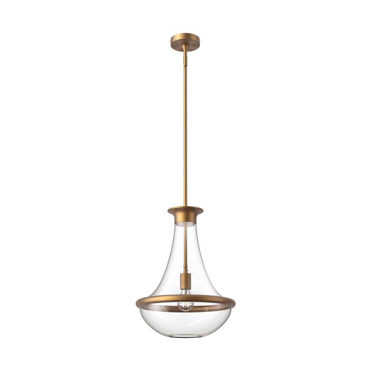 Alora Mood PD464014AG 10" Marcel 1-Light Pendant Fixture - Aged Gold / Clear Glass