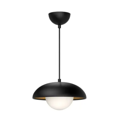 Alora Mood PD522011MBOP Rubio 11" Wide Pendant with Opal Glass Shade Matte Black Finish
