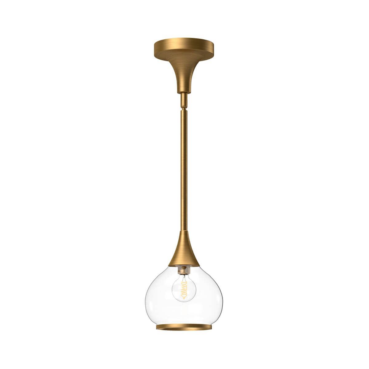 Alora Mood PD524006AGCL 7" Hazel 1-Light Mini Pendant Fixture - Aged Gold / Clear Glass
