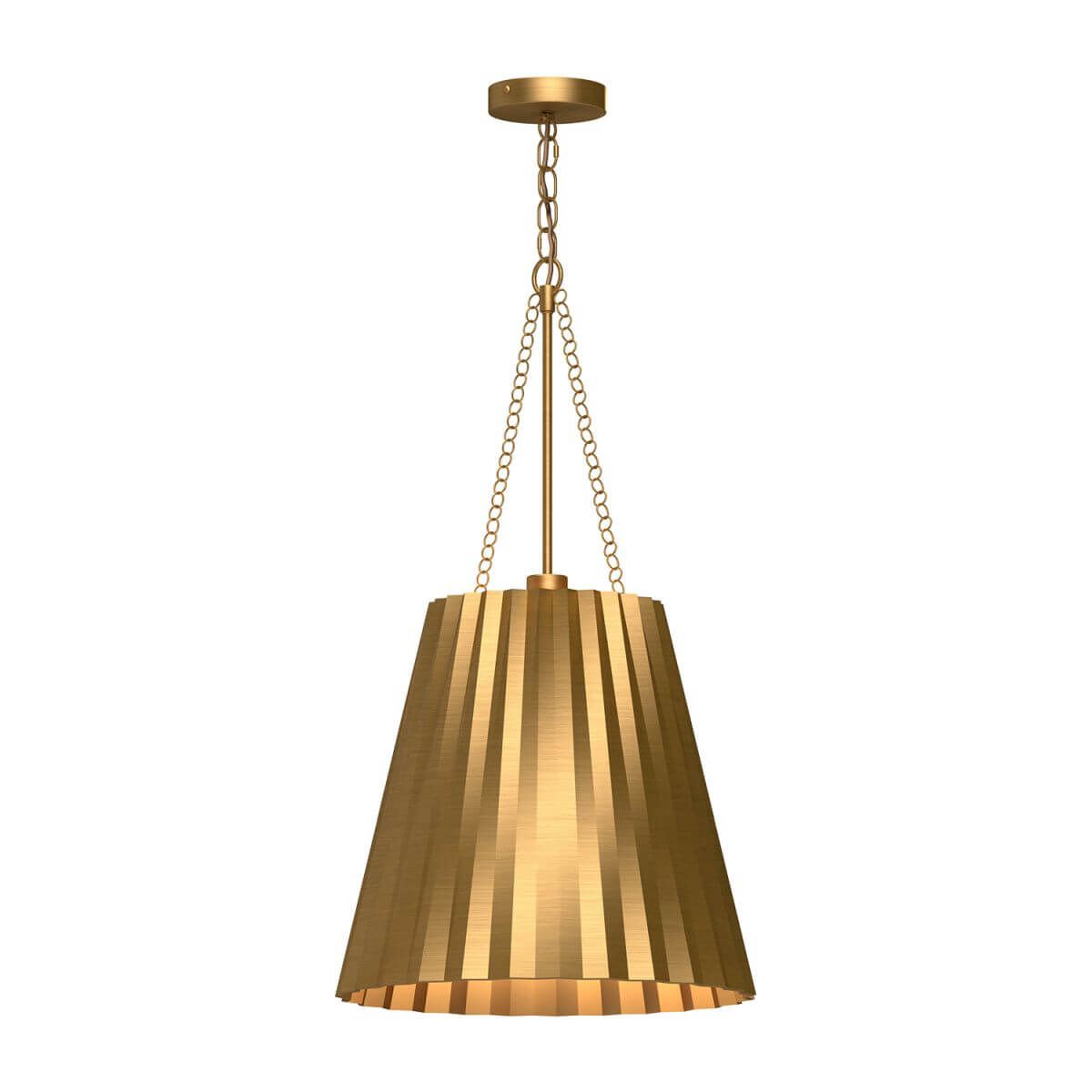 Alora Mood PD528116AG 16" Plisse 1-Light Pendant - Aged Gold Finish