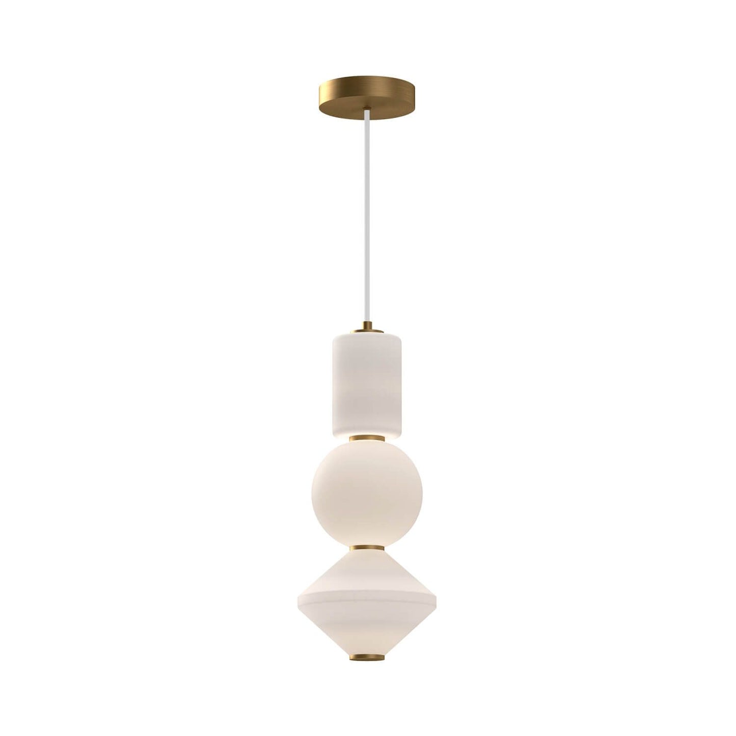 Alora Mood PD530341AGOP-UNV 8" Bijou LED Pendant Light - Aged Gold / Opal Glass