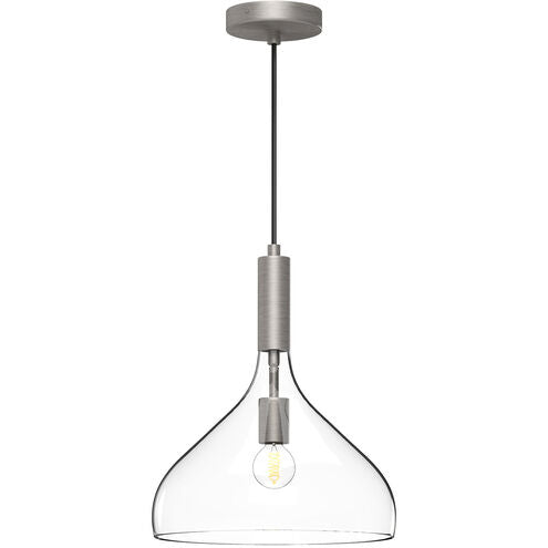 Alora Mood PD532312BNCL Belleview 1 Light 11.88 inch Brushed Nickel Pendant Ceiling Light, Clear Finish