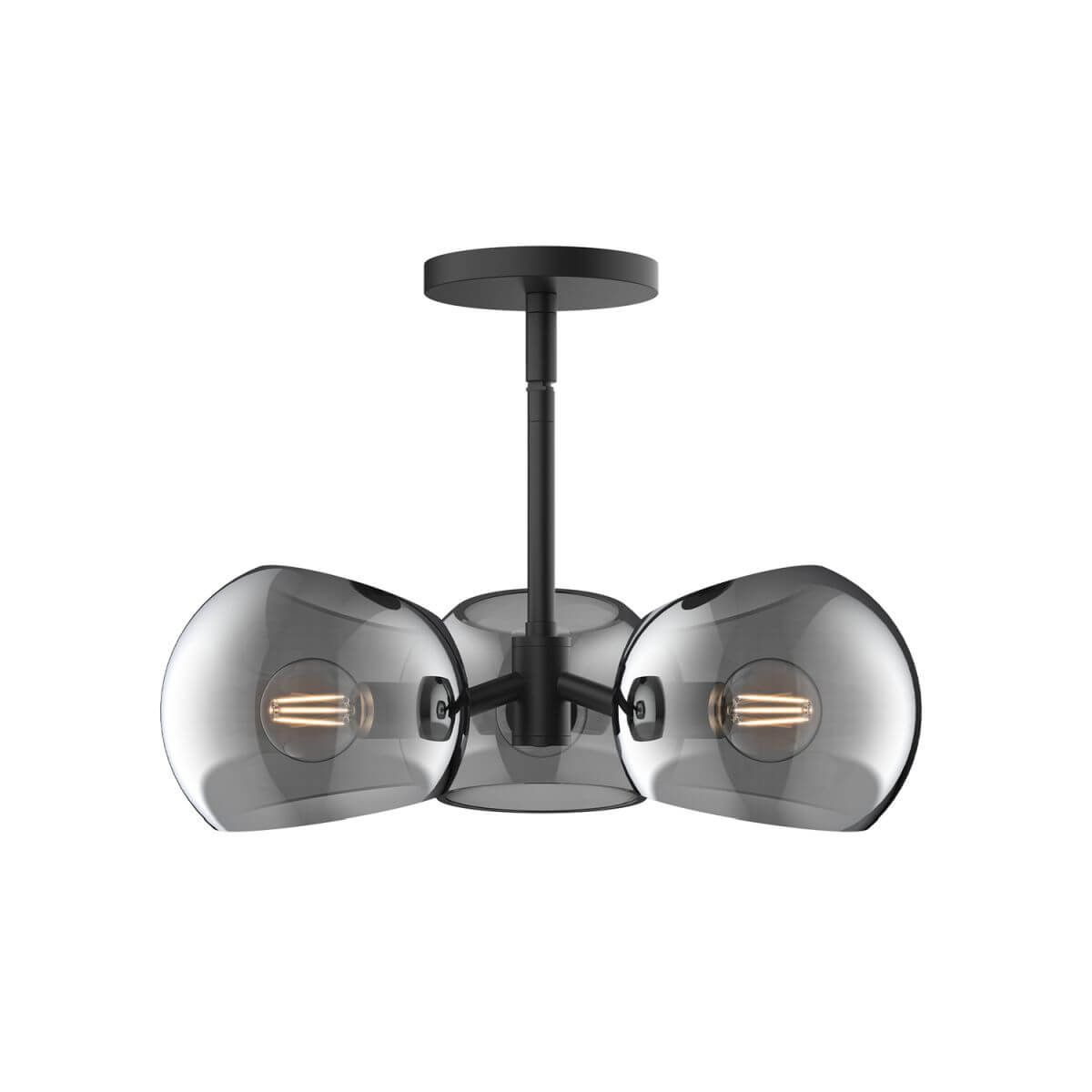 Alora Mood PD548315MBSM 16" Willow 3-Light LED Pendant - Matte Black / Smoked Glass