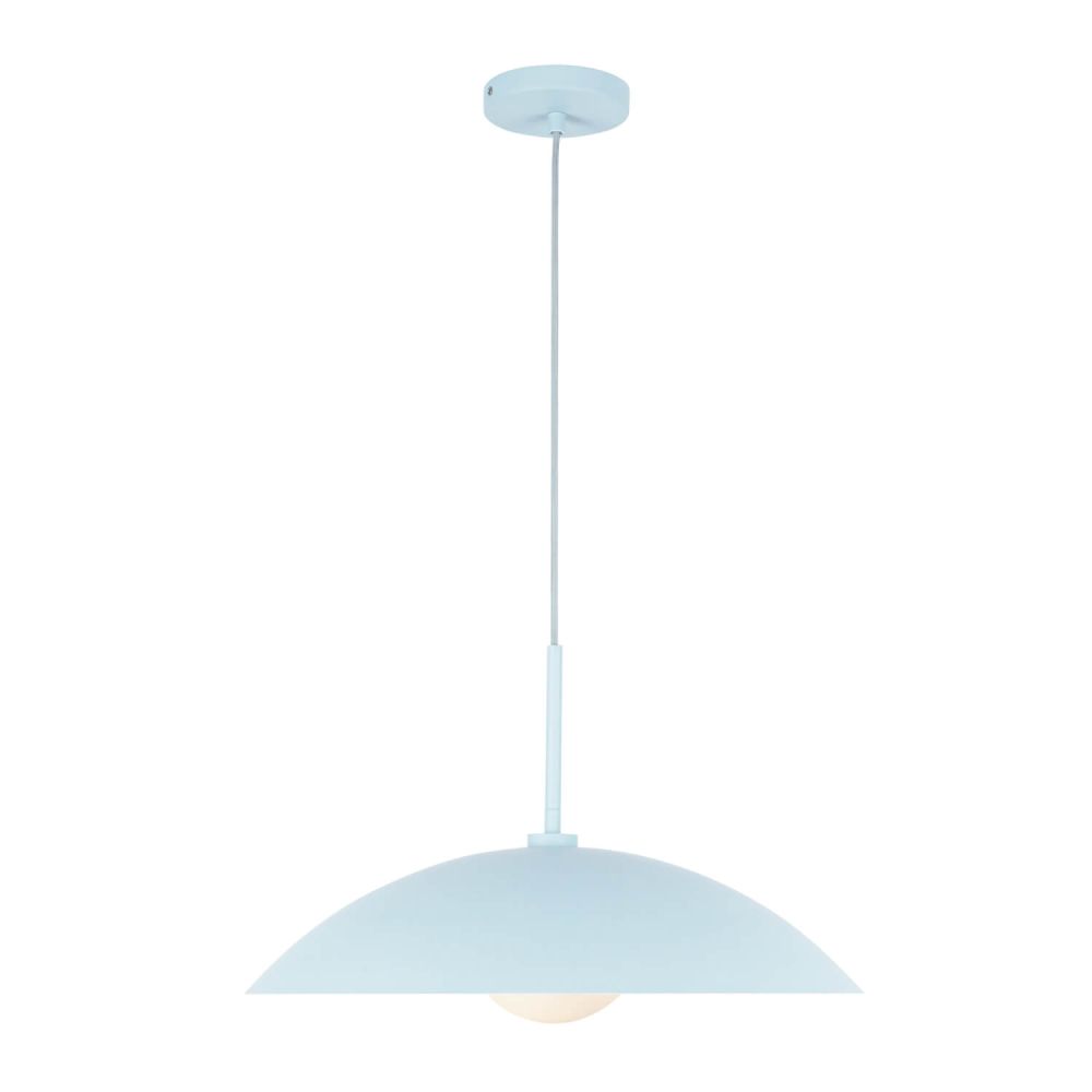 Kuzco Lighting PD56019-CER Regent 1 Light 19 inch Pendant in Cerulean with Opal Glass and Steel Shade, Voltage 120V, Wattage 60W
