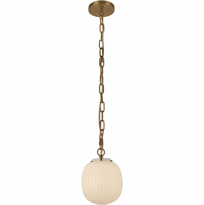 Alora Mood PD579107BGGR Cherise Modern Brushed Gold, Glossy Ribbed Opal Glass Mini Ceiling Pendant Light