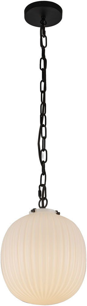Alora Mood PD579112MBGR Cherise 1 Light 11.88 inch Matte Black and Glossy Ribbed Opal Glass Pendant Ceiling Light