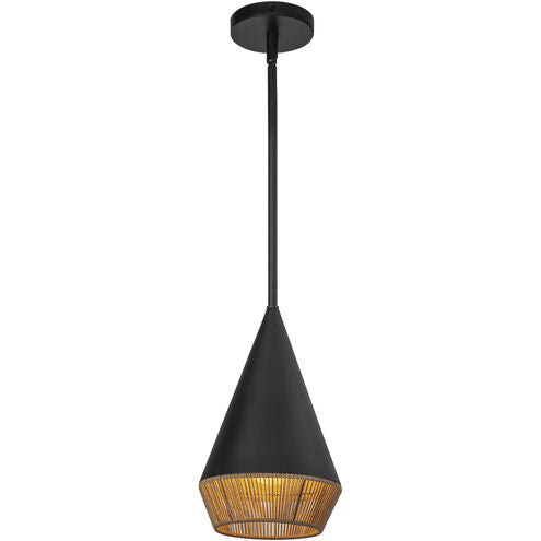 Alora Mood PD633107MBBR Daphne 1 Light 7.13 inch Pendant Ceiling Light Matte Black and Brown Cotton Rope Finish