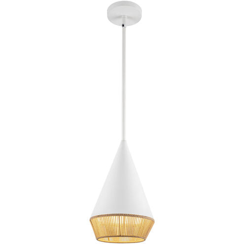 Alora Mood PD633107WHBR Daphne 1 Light 7.13 inch Pendant Ceiling Light White and Brown Cotton Rope Finish