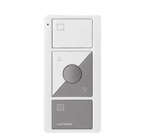 Lutron PJ2-3BRL-GWG-S01 Original 3-Button Pico Smart Remote with Raise/Lower and Preset - Shade Icons - White/Gray