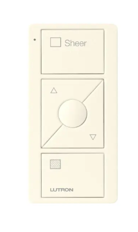 Lutron PJ2-3BRL-TBI-S04 Original 3-Button Pico Smart Remote with Raise/Lower and Preset - Shade Icons and Text ("Sheer") - Biscuit Finish