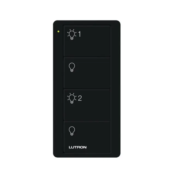 Lutron PJ2-4B-GBL-L21 4-Button Pico Smart Remote - 2 Group Control - Light Icons - Black