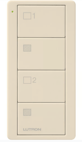 Lutron PJ2-4B-GLA-S21 Pico 4-button Wireless Remote Control, 2-group Shade Control, Standard Engraving, Light Almond
