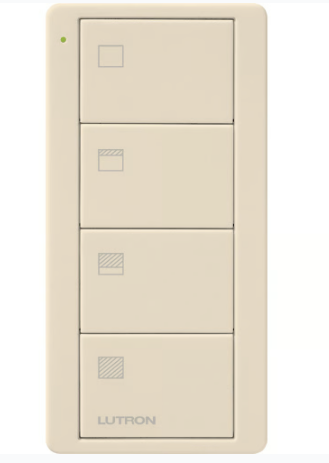 Lutron PJ2-4B-GLA-S31 Pico 4-button Wireless Remote Control, Scene Shade Control, Standard Engraving, Light Almond