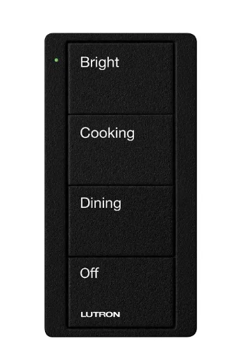 Lutron PJ2-4B-TMN-P02 4-Button Pico Smart Remote - Scene Keypad - Kitchen Text Engraving - Midnight Finish