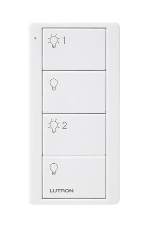 Lutron PJ2-4B-TSW-L21 4-Button Pico Smart Remote - 2 Group Control - Light Icons - Snow Finish