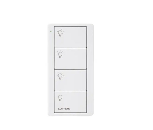 Lutron PJ2-4B-TSW-L31 4-Button Pico Smart Remote - Scene Control - Light Icons - Snow