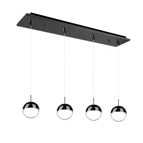 Kuzco Lighting MP402801BC-04 Pluto 4-in 4 Head Multi Pendant Ceiling Light - CCT: 3000K - Finish: Black Chrome