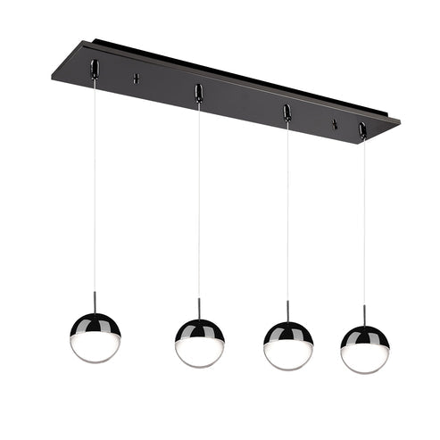 Kuzco Lighting MP402801BC-04 Pluto 4-in 4 Head Multi Pendant Ceiling Light - CCT: 3000K - Finish: Black Chrome