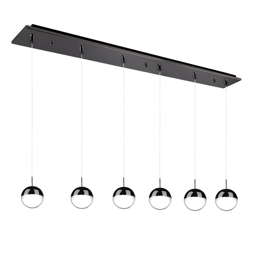 Kuzco Lighting MP402801BC-06 Pluto 4-in 6 Head Multi Pendant Ceiling Light - CCT: 3000K - Finish: Black Chrome