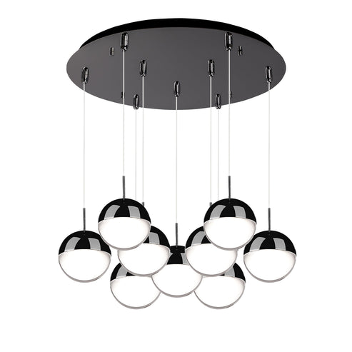 Kuzco Lighting MP402801BC-09 Pluto 4-in 9 Head Multi Pendant Ceiling Light - CCT: 3000K - Finish: Black Chrome