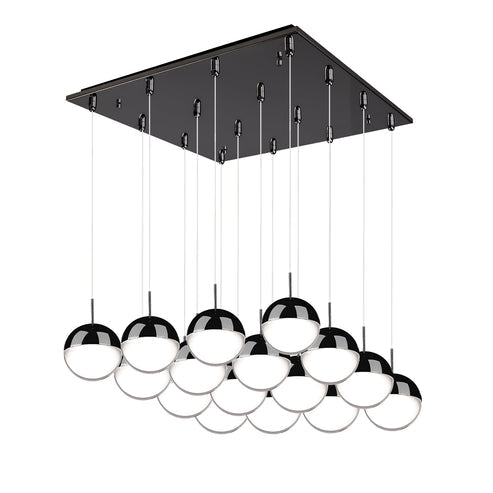 Kuzco Lighting MP402801BC-16 Pluto 4-in 16 Head Multi Pendant Ceiling Light - CCT: 3000K - Finish: Black Chrome