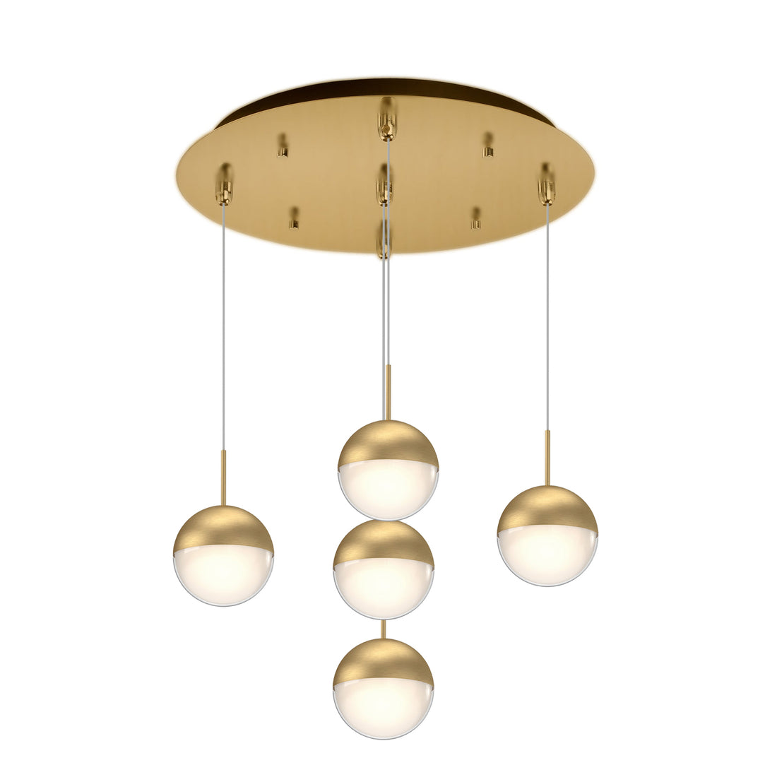 Kuzco Lighting MP402801BG-05 Pluto 4-in 5 Head Multi Pendant Ceiling Light - CCT: 3000K - Finish: Brushed Gold