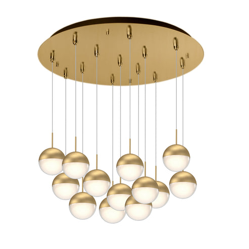 Kuzco Lighting MP402801BG-13 Pluto 4-in 13 Head Multi Pendant Ceiling Light - CCT: 3000K - Finish: Brushed Gold