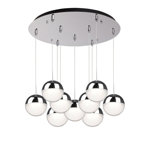 Kuzco Lighting MP402801CH-09 Pluto 4-in 9 Head Multi Pendant Ceiling Light - CCT: 3000K - Finish: Chrome