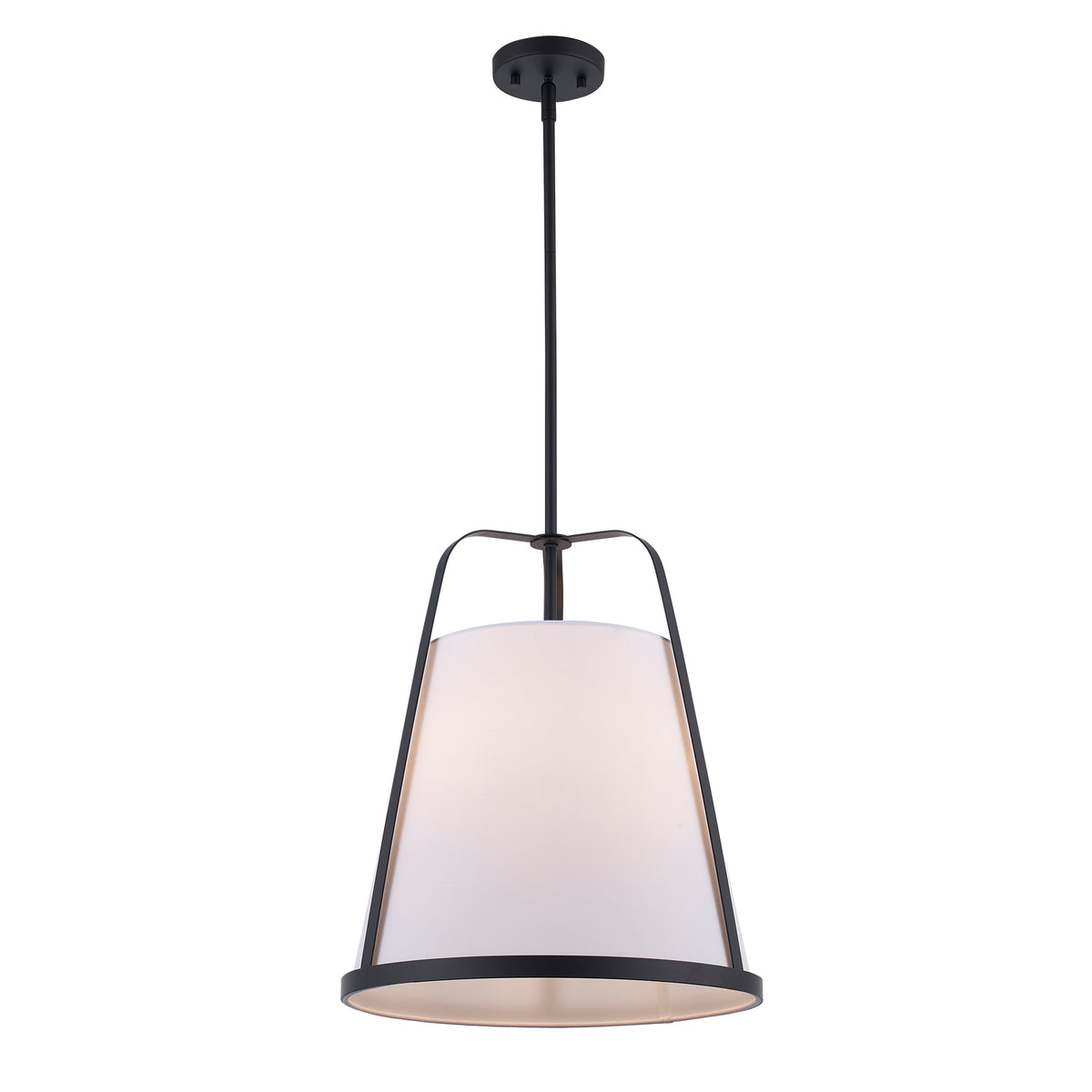 Trans Globe Lighting Cass 3 light 16 inch black pendant ceiling light with linen shade