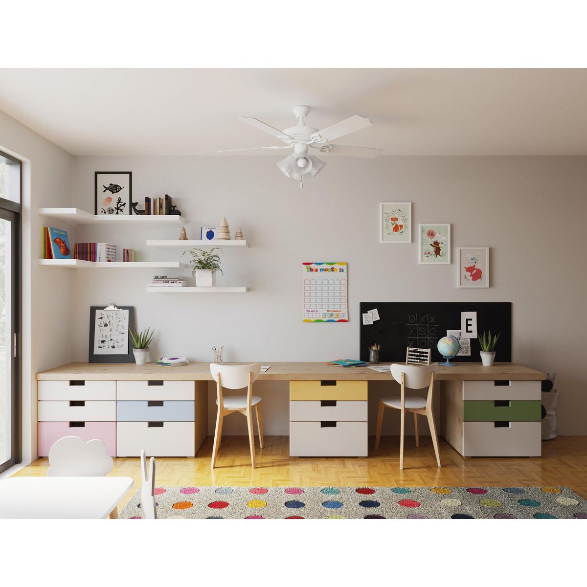 Progress Lighting P2610-30WB AirPro 4 Light White Ceiling Fan Light Kit - Lifestyle View