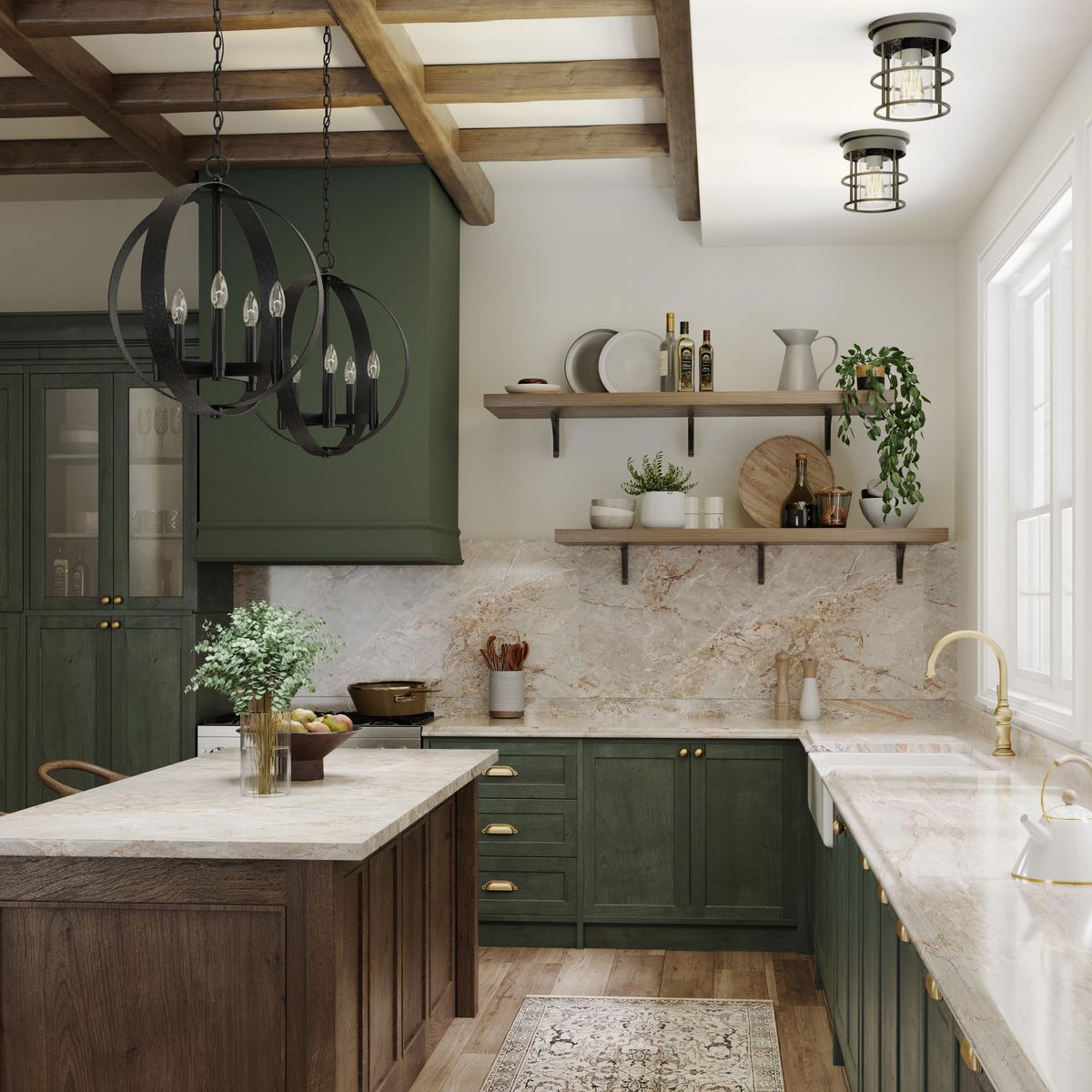 Progress Lighting Allegheny matte black chandelier in kitchen