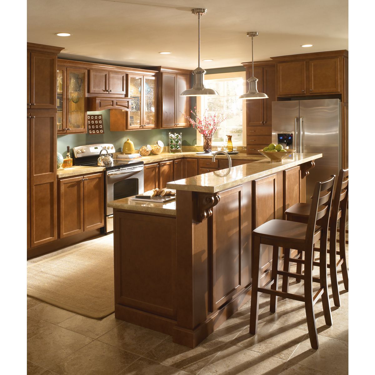 Progress Lighting P5024-09 Brookside Brushed Nickel Pendant Light - Kitchen Lifestyle