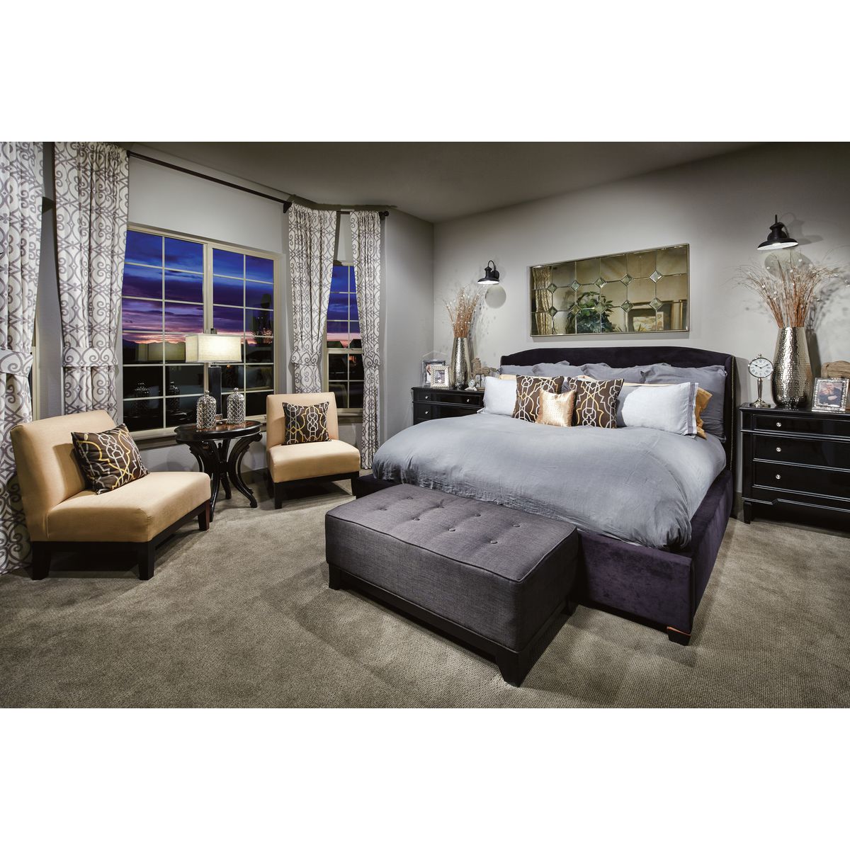 Progress Lighting Brookside wall lantern shown in a bedroom setting