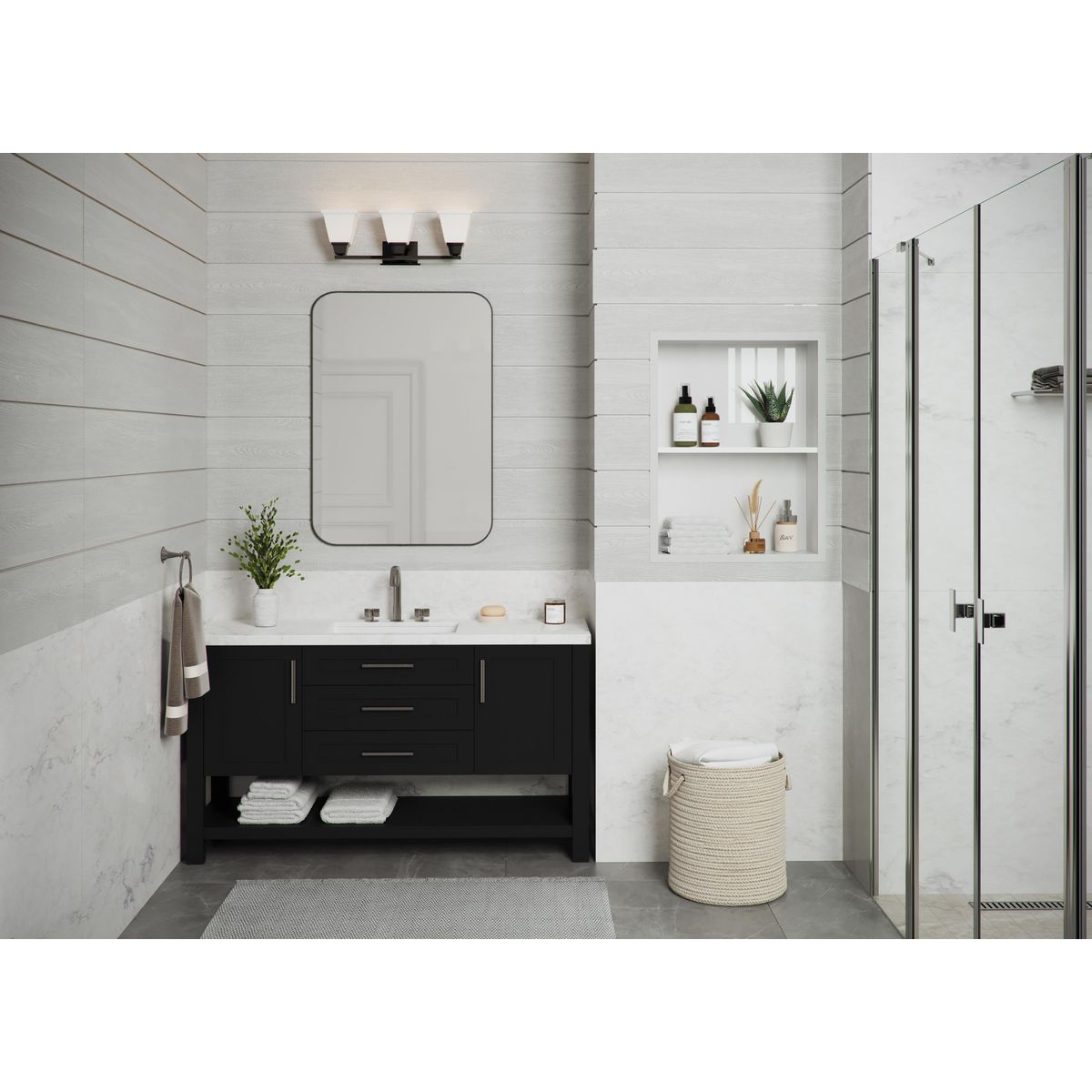 Progress Lighting P300160-31M Clifton Heights 3 light bath vanity wall light in bathroom setting