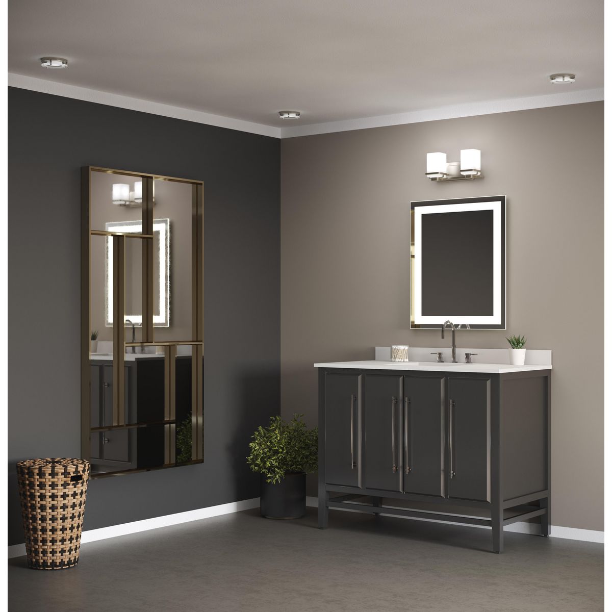 Progress Lighting P2194-09 Metric 2 light bath vanity wall light in bathroom setting