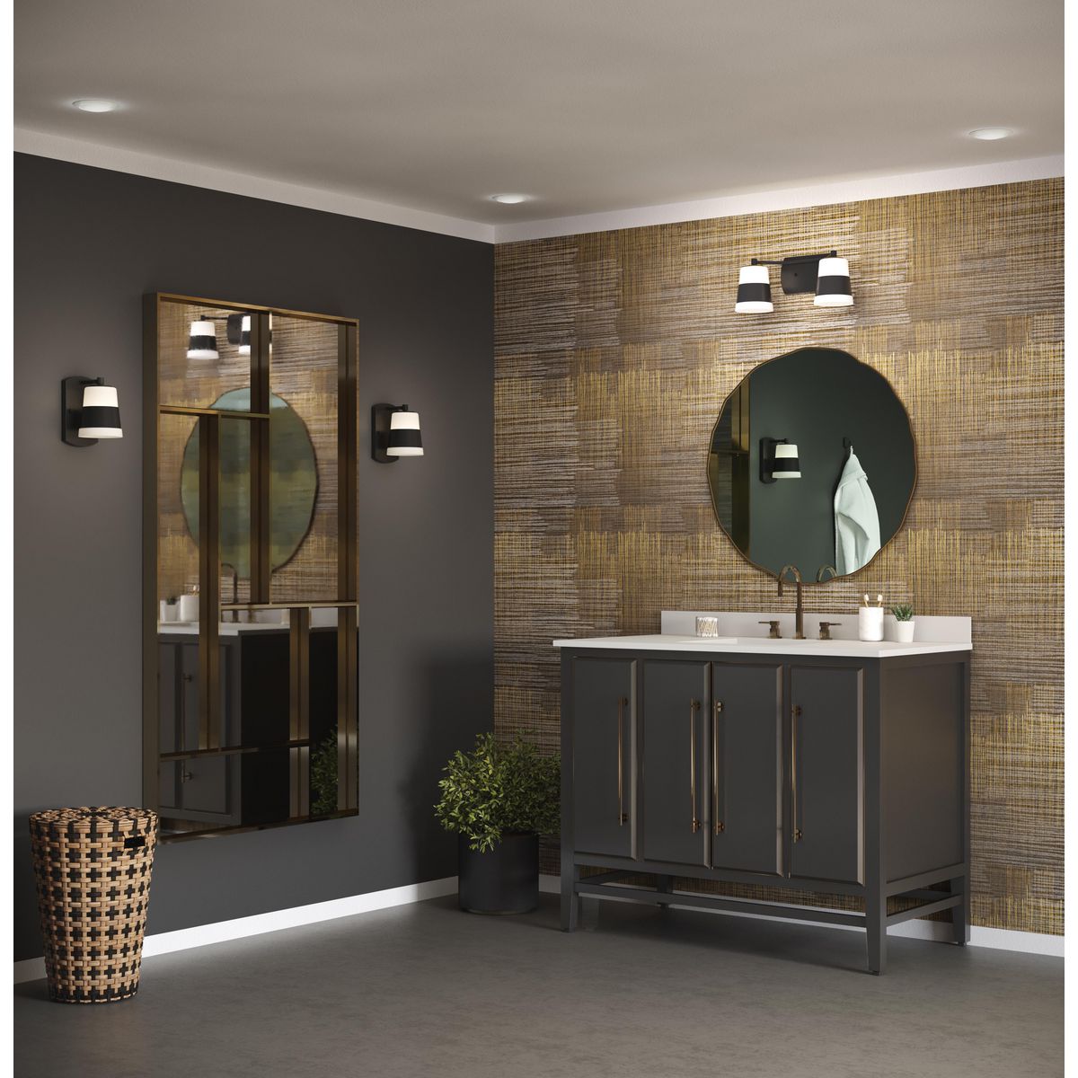 Progress Lighting P300442-31M Haven 1 Light Matte Black Bath Vanity Wall Light Lifestyle Application